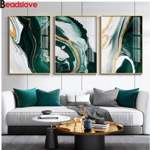 3 piece 5D Diamond Painting Modern Abstract 3d cross stitch mosaic Embroidery Rhinestone full square round drill