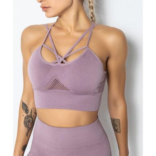 Fitness Sports Bra for Women Padded Push Up Yoga Bra Strappy Running Gym Training Workout Yoga Breathable Underwear Crop Tops