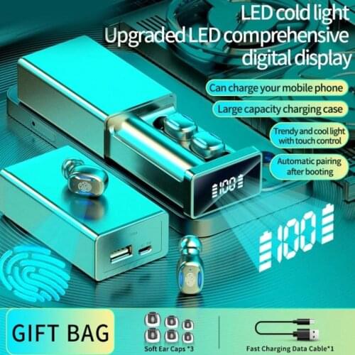 TWS Bluetooth 5.2 Earphone Wireless Headphone Stereo High Capacity LED Display Touch Control Sports Waterproof Earbuds Headsets