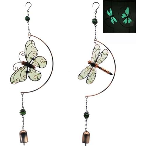 Outdoor Garden Porch Balcony Home Decoration Wind Bells Ornament Cute Dragonfly Windchimes Fashion Luminous Butterfly Room Decor
