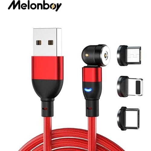 Melonboy 540 Rotate Magnetic USB Cable For iPhone Charger Type C USB C Cable For Xiaomi Magnet Charging Cord Micro Cable Usb