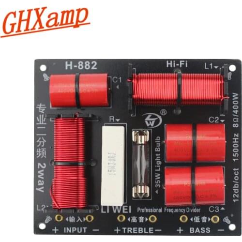 GHXAMP 400W Tweeter and Bass Crossover 8ohm 2 Way Treble woofer divider 1.5khz With over-current protection bulb 1pc