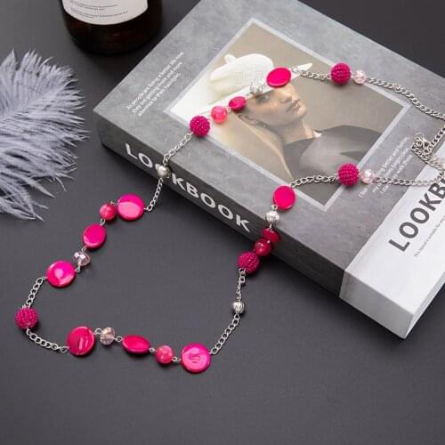 Fashion Bohemian Shell Crystal Bead Long Chain Necklaces Women Ethnic Jewelry Handmade Beaded Statement Necklace Jewelry