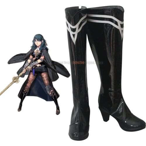 Female Byleth Boots Cosplay Fire Emblem Three Houses Female Byleth Cosplay Shoes Leather Boots Black Custom Made