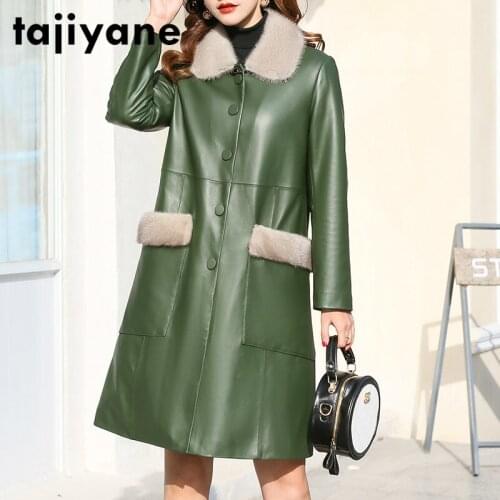 Collar Fur Mink Sheepskin Down Coat Female Genuine Leather Jacket Winter Coat Women Clothes 2021 Korean Vintage Long Tops ZT4923