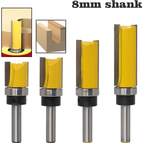 1-4pc 8MM shank 2 Flute Straight Router Bit Woodworking Tools for Wood Carbide Milling Cutter Clearing Edge Trimming Knife