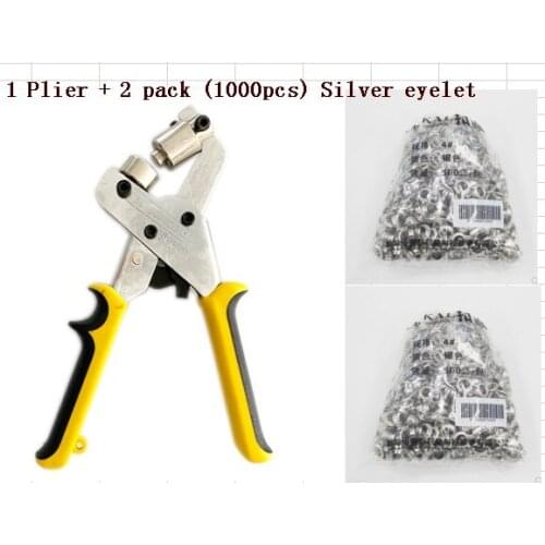 1pcs Mini Hand Press Grommet Puncher Plier Punching Machine Tool+Eyelet 10mm 1000pcs for the exhibition punching poster flag
