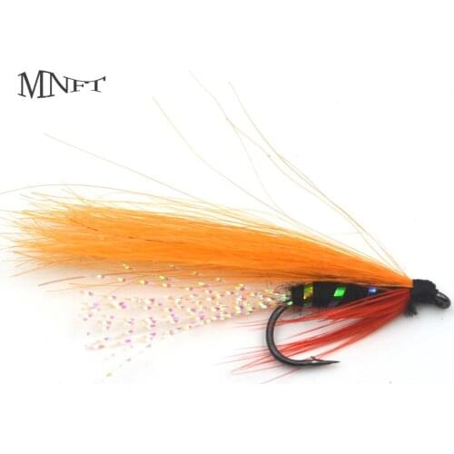MNFT 10PCS 7# Orange Red Feathers Flashabou Minnow Streamer Fishing Lure Hook