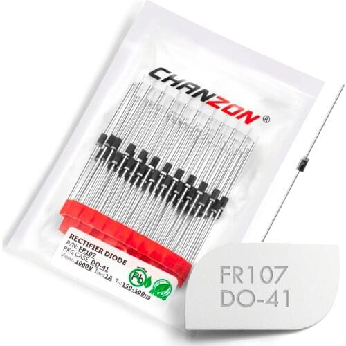 100 Pcs) FR107 Fast Recovery Rectifier Diode 1A 1000V 150-500ns DO-41 (DO-204AL) Axial 1 Amp 1000 Volt FR 107 Diodes