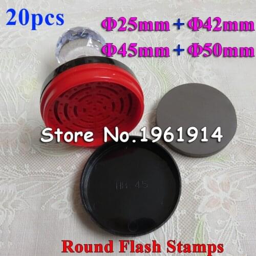 20pcs Round Circle Flash Stamp 25mm + 42mm + 45mm + 50mm Photosensitive Portrait Selfinking Flash Stamps DIY Hobby Stamp