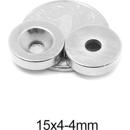 5~100pcs 15x4-4 Strong Rare Earth Magnet 15*4 mm Hole 4mm 15x4-4mm Round Countersunk Neodymium Magnetic Magnets N35 15*4-4 mm