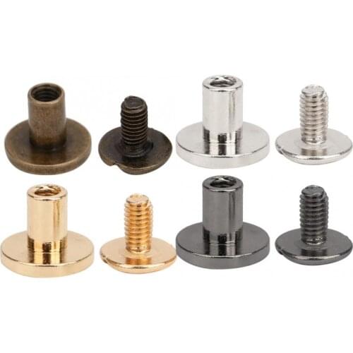 50 Set 8mm Leather Rivets Pure Copper Flat Head Metal Rivets Leather Strap Screws Kit for Notebook Binding Rivet Tubular Studs