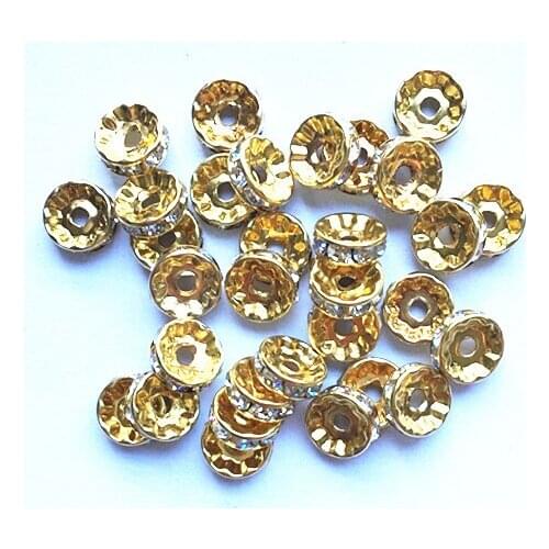 6mm/8mm/10mm (Choose size) gold color Crystal Rhinestone Rondelle copper materials Spacer Beads for Jewelry Makings