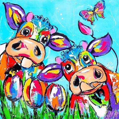 5d diamond painting full square / round diamond embroidery color flower cow diamond DIY mosaic home decoration drop shipping