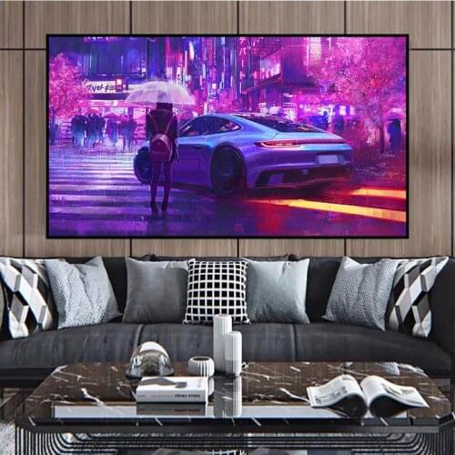 Car Wall art frame GTR R34 VS Supra vehicle modern canvas painting poster and print for living room bedroom home decor Unframed