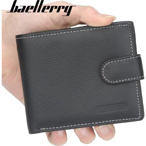 Baellerry High Quality Genuine Leather Men Wallets with Coin Pocket Purses Gift For Men Gift Card Holder Bifold Male Purse