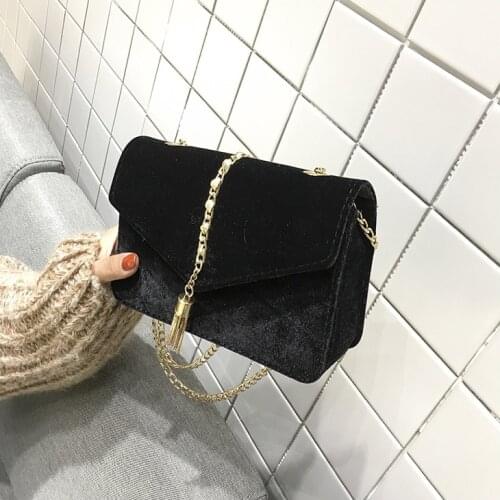 PU Velvet WOMENS Bag Spring Super Fire Magnetic Snap Tassels Womens Single-shoulder Crossbody Bag Mini