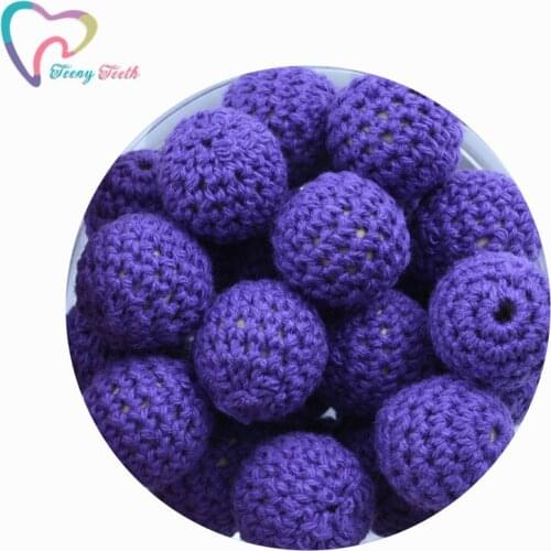 10 PCS Purple Passion 16-20 MM Beads Jewelry Chunky Wooden Crochet Beads Nursing Toy Teething Crochet Wood Beads With Crochet