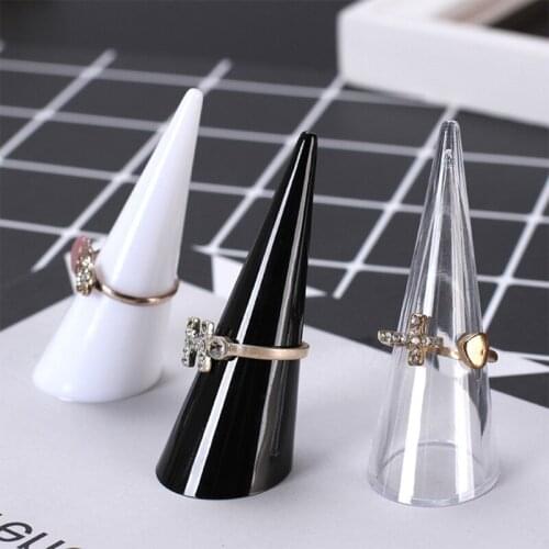 Fashion Single Finger Cone Fingertip Display Ring Holder Storage Acrylic Display Showcase Stand Rings Jewelry Organizer