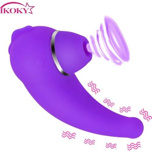 IKOKY Vagina Nipples Vibrator 20 Frequency Sex Toys for Women G-Spot Oral Sex Sucking Vibrator Silicone Clitoris Stimulator