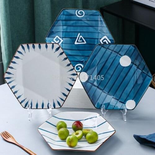 Japanese-style Ceramic Dishes Creative Net Red Dishes Household Dishes Hand-painted Tableware Western Dishes Dumpling Dishes