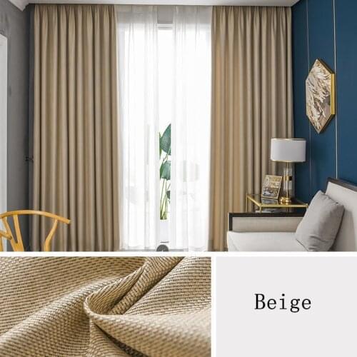 Linen Blackout Curtains For Living Room Bedroom Window Custom Made Modern Solid Color Shading Curtains Finished Drapes