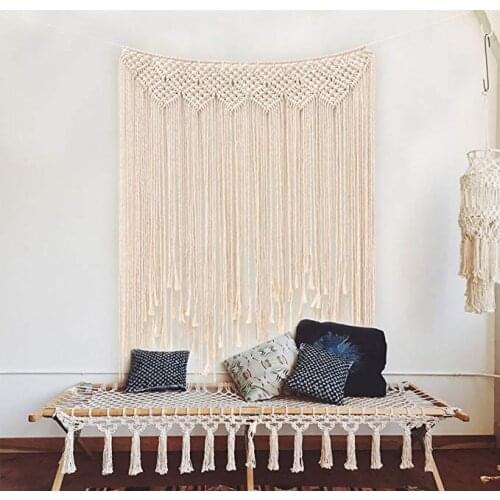 Macrame Wall Hanging 135 x 115cm Cotton Handmade Woven Wall Tapestry Large Boho Wedding Backdrop Wall Decoration for Living Ro