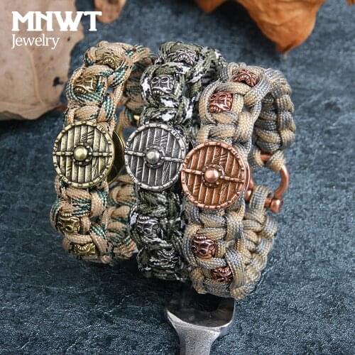 MNWT Hand Woven Umbrella Rope Camouflage Copper Skull Head Rudder Bracelet Simple Fashion Casual Sporty Unisex Bracelet Jewelry