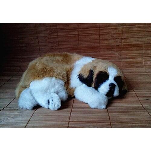 Simulation cute sleeping breathing dog 33x22x9cm model polyethylene&furs dog model home decoration props ,model gift d346