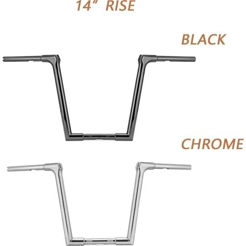 Motorcycle For Harley Most Dyna Softail Sportster XL 883 1200 Chrome Gloss Black 14" Ape Hanger Handlebar Seamless Steel Pipe