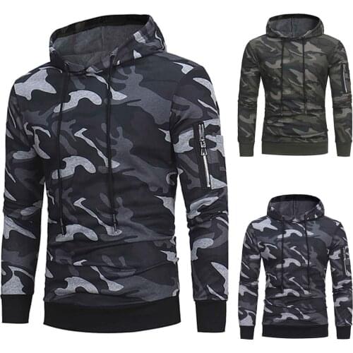 Mens Fashion Hoodies Camouflage Sports Running Cool Sweatshirts Long Sleeve Pullover thermal Clothing Winter Clohes For Man