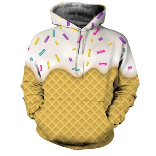 REAL American SIZE Ice Cream Cone high quality 3D Sublimation Printing Hoody Hoodie Plus size 5xl 6xl