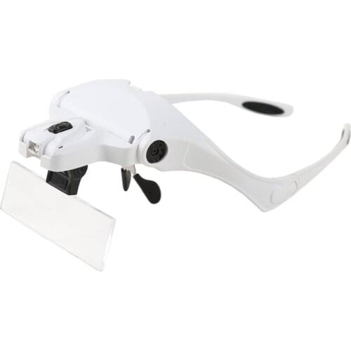 Headband Magnifier Glasses With LED Light Head Mount Magnifier Hands Free Reading Magnifying Glasses 5 Lens