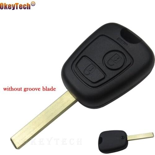 OkeyTech Replacement Remote Key Shell fit for Peugeot 307 Auto Car Accessories 2 Button Key Fob Cover Case No Groove Uncut Blade