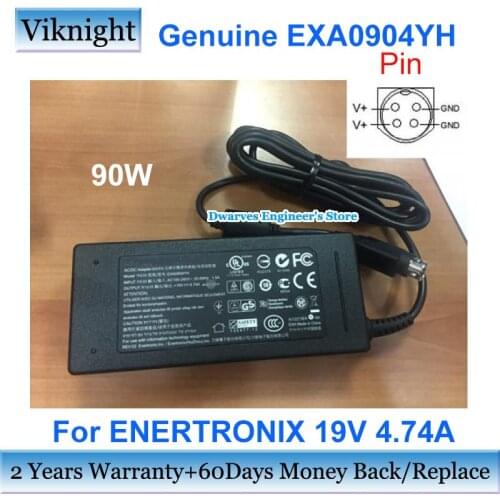 Genuine EXA0904YH AC Adapter Charger 19V 4.74A 90W Laptop Power Supply For ENERTRONIX Round with 4 Pin