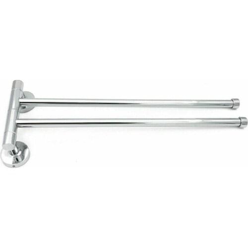 Towel Rail Rack Holder Bar Wall Hanger Shelf Bathroom 2 Swivel Stainless Steel