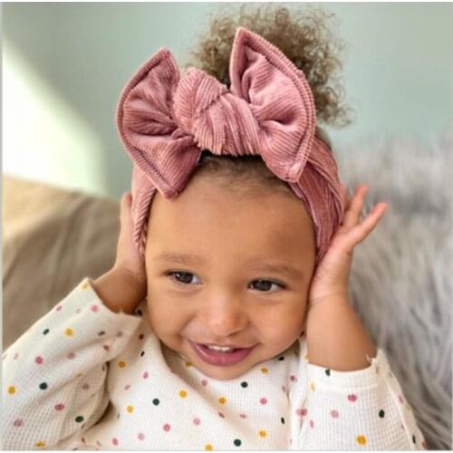 New Baby Girls Velvet Bow Knotted Headband Winter Soft Baby Children Toddler Cute Bow Turban Headband Hair Accessories