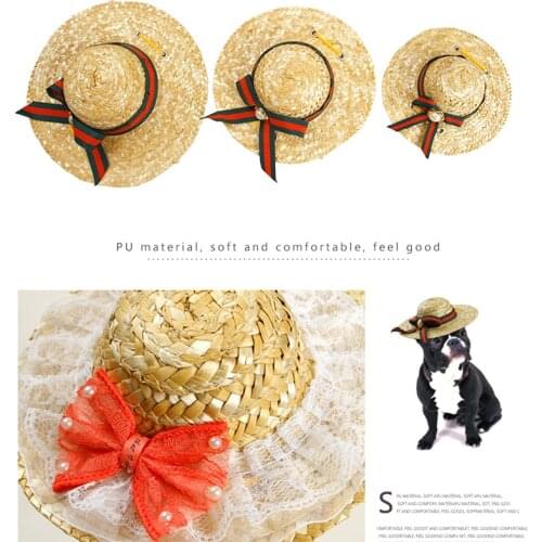 Adjustable Buckle Mexican Hat Dog Cat Cool Straw Hat Sombrero Pet Multicolor Pets Straw Hats for Puppy Small Medium Big Dogs