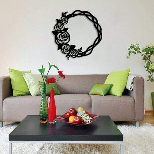 Roses on a Patterned Circle Wall Room Home Accessory Wooden Table 50x50cm