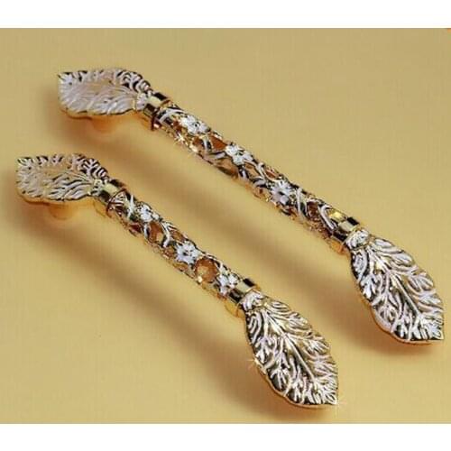 128mm European high quality handles gold kitchen cabinet pulls white zinc alloy drawer dresser wardrobe cupborad handles pulls5"