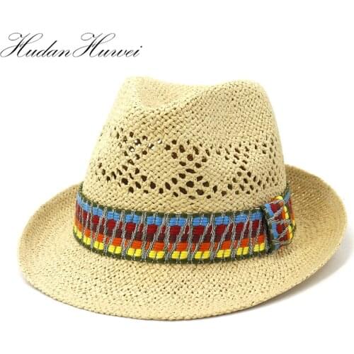 New Style Summer Women Men Outdoor Travel Sun Hat Visor Gentlemen Ladies Jazz Panama Wide Brim Straw Hat Caps