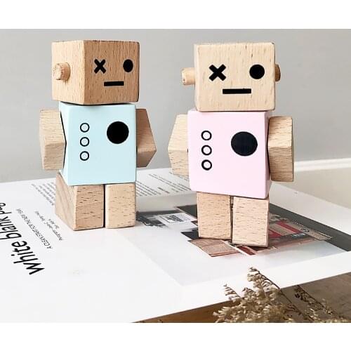 Nordic Wooden Toys Fashion DIY Robot Toys For Kids Boy Girl Room Decor Presents Children Goods Gifts Ornaments Photography Prop