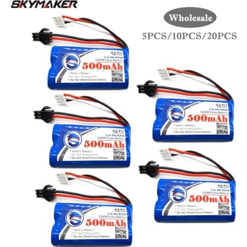 Skymaker Lipo 2s 7.4v 500mah For WPL D12 D90 MN45 1:10 1:12 RC Car Boat Guns Trunk Tanks Accessories Wholesale 14500 Battery