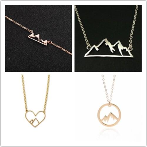 Snowy Mountain Top Range With Heart Circle Round Necklace Wasatch Colorado Hiking Camping Travel Wanderlust Landscape Jewelry