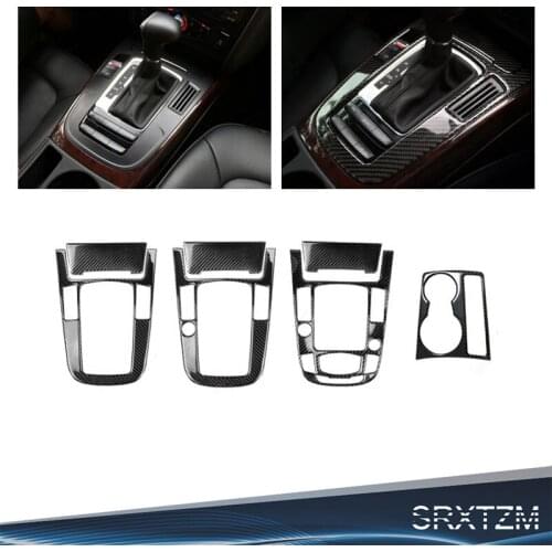 SRXTZM 1pcs Car Interior Accessories Control Gear Shift Panel Decorative Cover Carbon Fiber Strip 3D Sticker for Audi A4 A5 B8