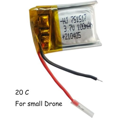 XINJ 2pcs 3.7V 100 mAh 20C Polymer Li-Po Battery 751517 For SYMA S-6 Smol r/c Helicopter Small Quadcopter Drone