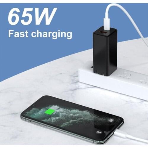 QC 4.0 PD 3.0 Type-c USB Dual Ports 65W Fast Charging Phone Charger Adapter For iPhone 11 Pro HUAWEI P30 Pro Samsung S10 Plus