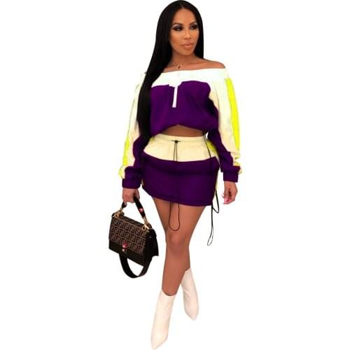 Womens 2-Pack Lightweight One-Neck Jacket + High Waist Skirt