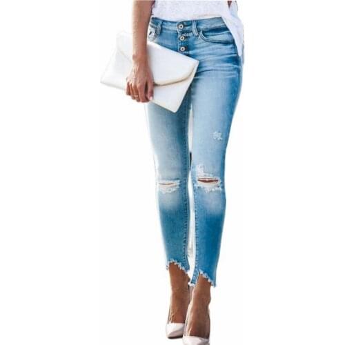 Womens Jeans High Waist Stretch Skinny Denim Trousers 2021 Hole Retro Washed Fashion Sexy Elastic Slim Pencil Pants Oversize