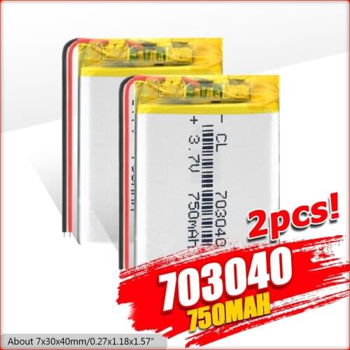 1/2/4 pcs 3.7V 750mAh 703040 lipo polymer lithium rechargeable battery for MP3 GPS DVD bluetooth recorder headset e-book camera